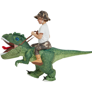 万圣节儿童服装骑恐龙装扮道具玩具霸王龙，小恐龙充气衣服儿童成人