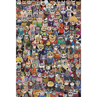 拼图猫动漫卡通500片-猫猫，大合影木质玩具1000片成人儿童益智礼物