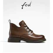 fed英伦风皮靴，秋季女靴粗跟短靴厚底，增高马丁靴r0901-zca196