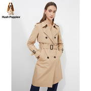 Hush Puppies暇步士女装春季长款双排扣经典款风衣女HJ-22167D