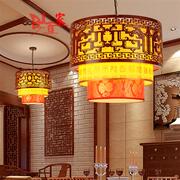 现代中式吊灯仿古餐厅客厅羊皮灯复古酒店茶楼阳台玄关圆形灯具