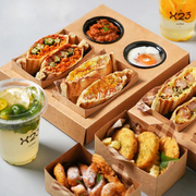 轻食餐盒汉堡三明治盒，套餐咖啡厅小吃，饮料杯一次性包装盒野餐盒子