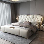 喜临门意式真皮床1.5米现代简约床双人1.8x2米结婚房床卧室皮床