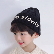 韩版儿童帽子秋冬男童毛线帽保暖字母宝宝针织套头帽洋气女童帽潮