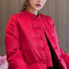 新中式女装国风唐装红色棉服外套高端本命年过年加厚棉衣棉袄女冬