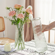两件套浮雕ins玻璃花瓶，大号透明水养富贵竹，客厅家用插花摆件