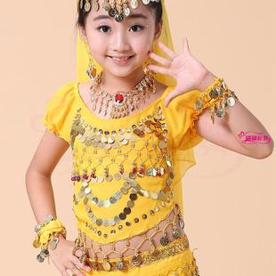 儿童印度舞蹈演出服新疆舞民族舞健身舞蹈服装肚皮舞辣椒短袖上衣