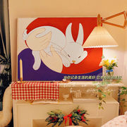 温暖之拥无框画 创意兔子玄关装饰画现代简约温馨客厅壁画