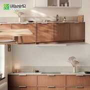 西安明创现代简约白色原木整体橱柜定制开放式厨房橱柜岩板