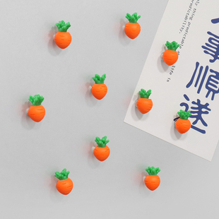 水果冰箱贴磁贴创意，可爱迷你菠萝胡萝卜蘑菇，蔬菜立体树脂磁铁装饰
