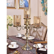轻奢水晶玻璃烛台美式餐桌烛光晚餐，客厅奢华装饰家居饰品摆件欧式