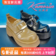 卡美星女鞋2023秋季圆头厚底中跟英伦风单鞋KXH33S11806