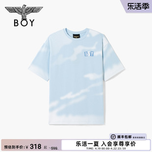 boylondon潮牌短袖男女同款，夏季不规则印花简约休闲宽松t恤n01041