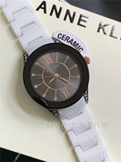 美国anneklein2389白色，陶瓷表带黑色水钻表盘，女士石英手表