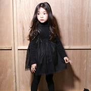 韩国童装女童秋冬季学院英伦，长袖连衣裙儿童，简约流行潮日系公主裙