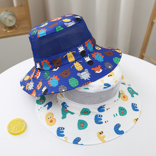 儿童帽子夏季防晒帽防紫外线宝宝遮阳帽大檐网眼帽男女渔夫帽薄款