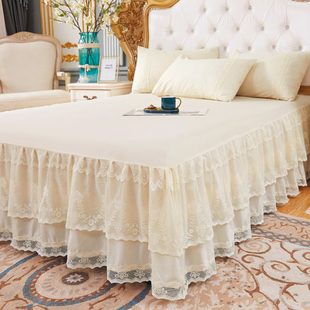 公主床罩床裙式单件，蕾丝花边欧式1.5m1.8x2.0米2.2床套防滑保护套