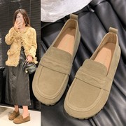 25新款2025秋季新款软底软面磨砂时尚豆豆鞋一脚蹬平底单鞋女百搭