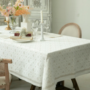 瑞典欧式亚麻桌布高级感简约现代简约布艺纯白法式西餐白色桌布