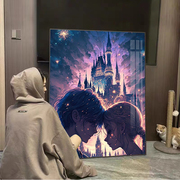 迪士尼烟火城堡钻石画满钻2023卧室情侣十字绣圆钻砖石贴画5d