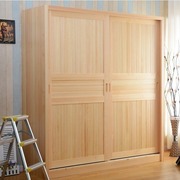 简约现代实木衣柜推拉门环保，新西兰松木衣橱，移门木质卧室