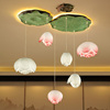 现代新中式荷花吊灯客厅餐厅，卧室过道楼梯创意，艺术中国风莲花灯饰