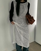 韩国东大门2024春款设计款系带无袖雪纺，背心连衣裙女叠穿罩裙