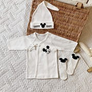 初生婴儿开襟纯棉长袖，内衣新生儿春秋上衣，和尚服睡衣宝宝套装组合