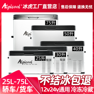 冰虎车载冰箱24V大货车压缩机制冷车家两用冷冻冷藏12V汽车小冰箱