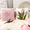 北欧花朵抱枕网红粉色郁金香靠枕女生沙发客厅飘窗纯棉床头靠垫新