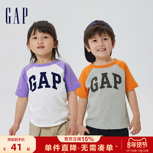 gap男女幼童夏季logo纯棉，短袖t恤595276儿童装上衣