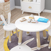 美式实木儿童学习桌ins家用宝宝游戏桌幼儿园玩具桌小圆桌椅套装