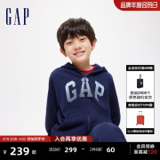 Gap男童2024春季LOGO刺绣宽松连帽卫衣儿童装运动外套429331