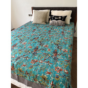 微瑕疵印度手工绣缝线双层棉麻，床盖盖毯包边床单夏凉被多功能毯子