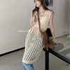 韩版中长款镂空针织网格罩衫女夏季小众设计感叠穿背心裙子