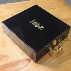 高档红酒包装盒空盒双支烤漆盒木盒带杯酒盒葡萄酒礼盒手提箱黑色
