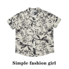 simple 中式水墨印花衬衫夏季女宽松短袖衬衣复古碎花设计感上衣
