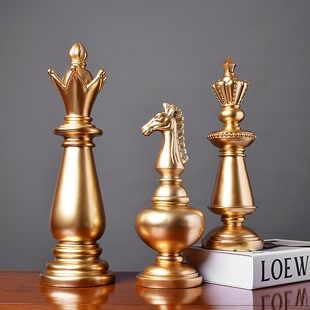 新欧式复古黑白国际象棋家居摆件美式家居装饰品软装书房客厅摆品