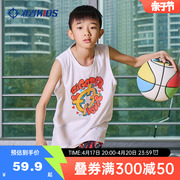 准者儿童篮球背心纯棉运动T恤2024夏装男童跑步训练无袖上衣