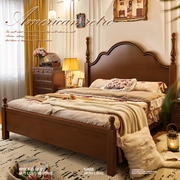 复古美式实木床现代简约1.5米1.8法式轻奢双人大床主卧室家具箱体