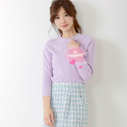 日本优雅mm家清新紫色，7分袖超柔软面料春秋季针织衫