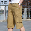 jeep吉普短裤男士，夏天工装休闲五分裤，宽松大码纯棉多口袋沙滩中裤