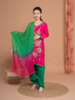 印度进口服饰民族风套装纯棉刺绣，旁遮比3件套长袖薄款玫红色