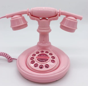 个性酒店复古电话机卡通有线座机，粉色可爱家用电话机可做道具拍摄