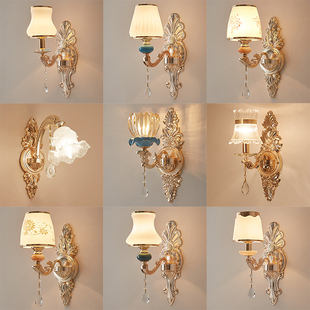 欧式奢华锌合金壁灯，客厅卧室背景墙双头，水晶壁灯单头led床头灯