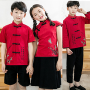 六一儿童节民国服装小学生合唱演出服男童女童诗朗诵唐装汉服夏装