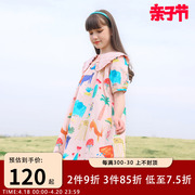 女童连衣群夏装2024洋气，纯棉儿童花色，裙子薄款夏季大童公主裙