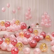 结婚气球粉色婚礼婚房装饰用的透明亮片房间，婚庆布置女方浪漫卧室