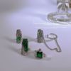 复古文艺风祖母绿宝石指尖，戒指小众设计感指甲，指环饰品连体套装女