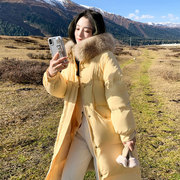 羽绒棉服女款冬季2023中长款加厚保暖时尚韩版宽松棉衣大毛领